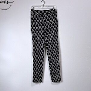 We11done Monogram Intarsia Knit Wool Cashmere Blend Logo Pants Black White M‎